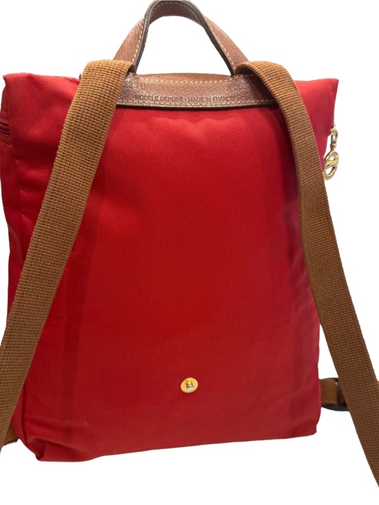 Longchamp Le Pliage Nylon Leather Backpack Red Excellent Condition! main image 16